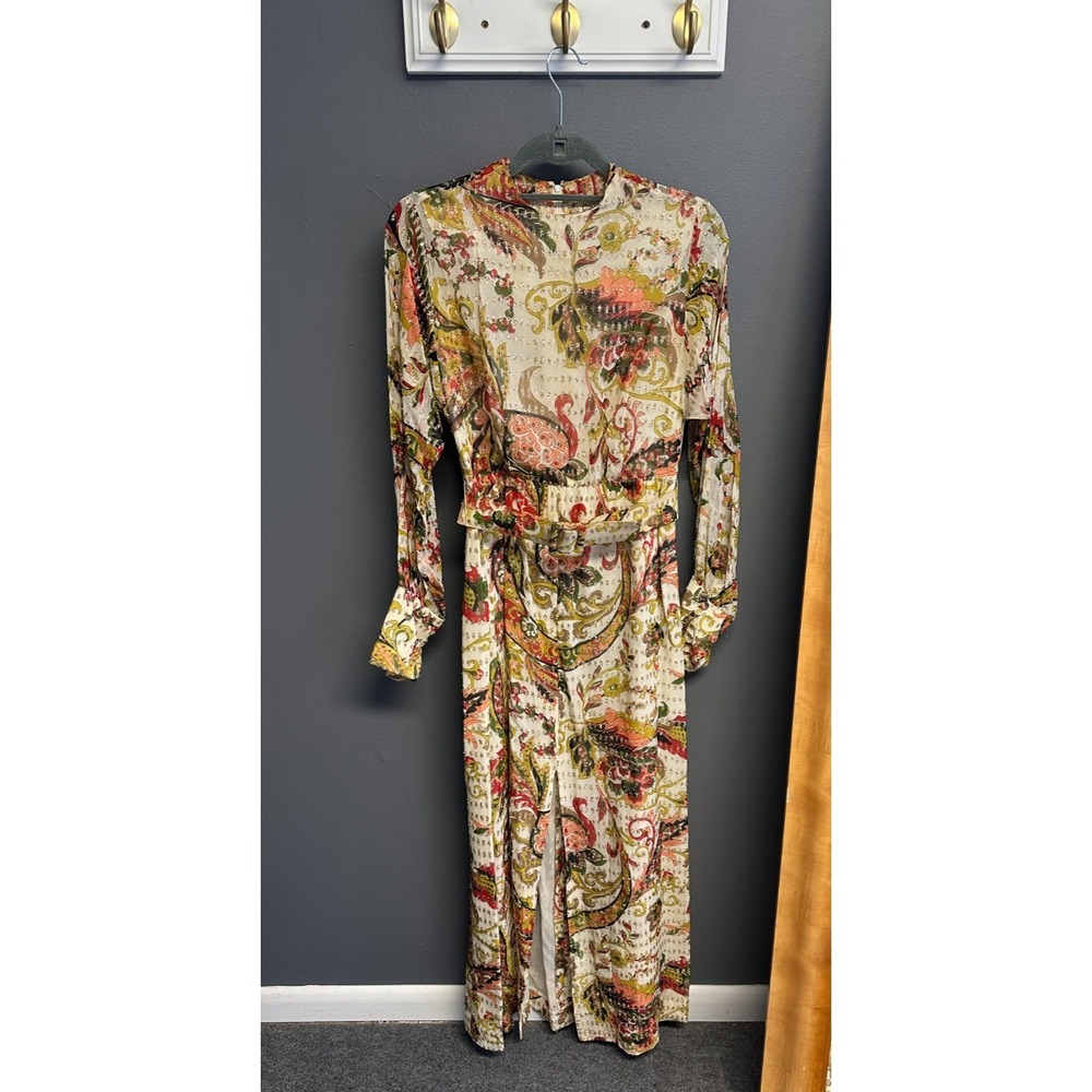 Vintage 1960s Gino Charles Womens Size 10 Paisley Floral 60s Belted‎ Dress